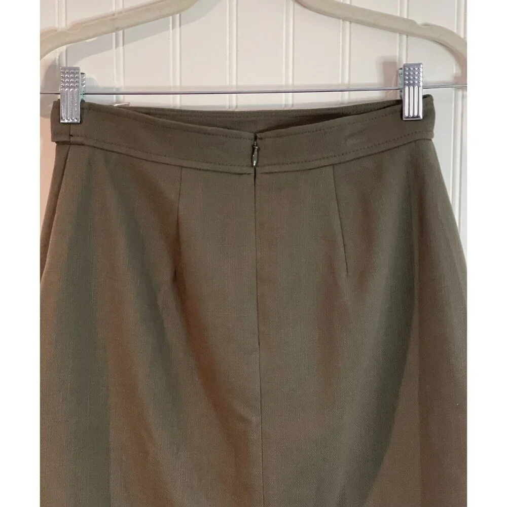 Ann Taylor Petite Olive Green A-Line Skirt With D-Ring Belt - Picture 5 of 14